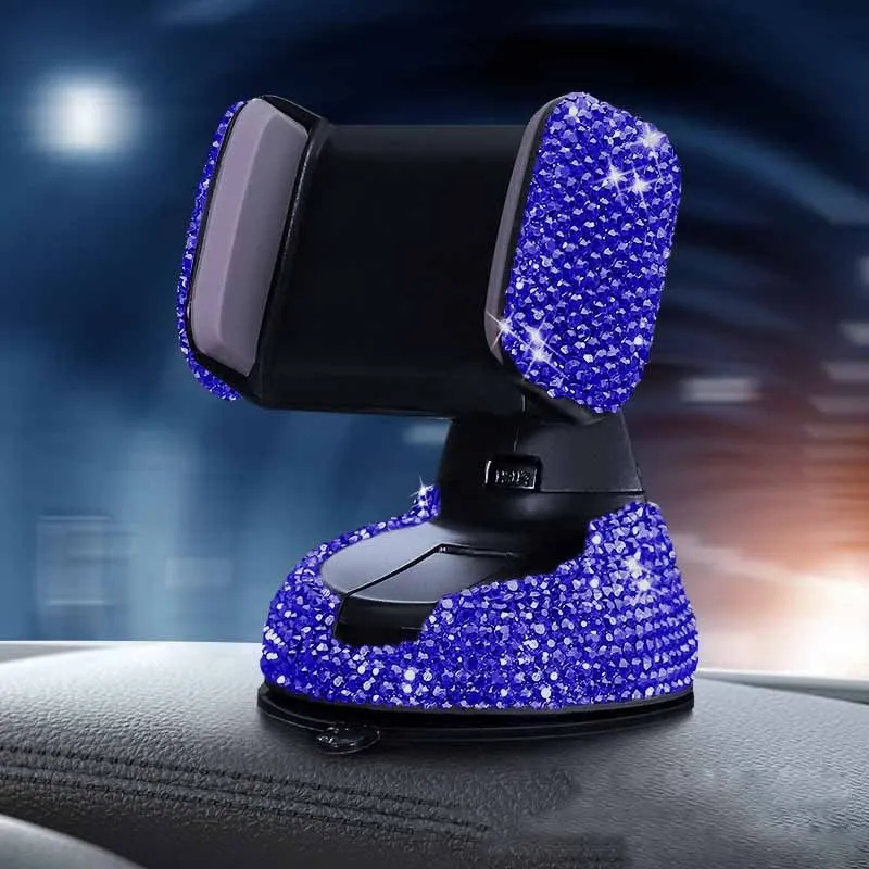 Car phone holder with diamond decoration mounted on air vent, compatible with smartphones 4.0-6.2 inches