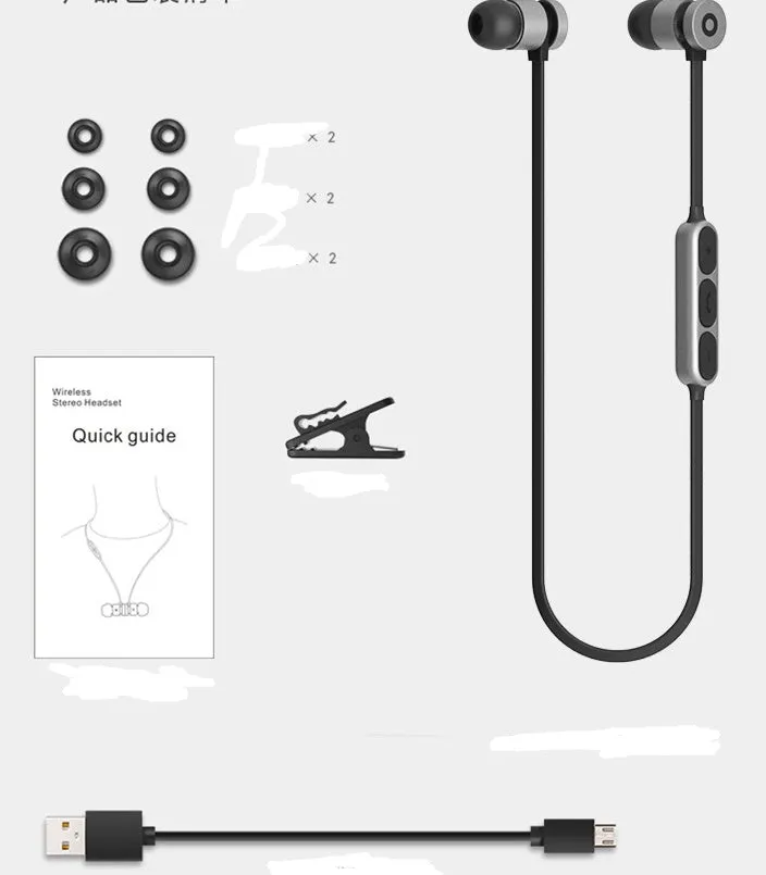 Metal magnetic sports Bluetooth headset in black colour showing neckband design with magnetic earpieces