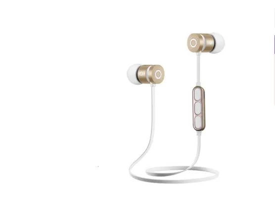 Metal magnetic sports Bluetooth headset in black colour showing neckband design with magnetic earpieces
