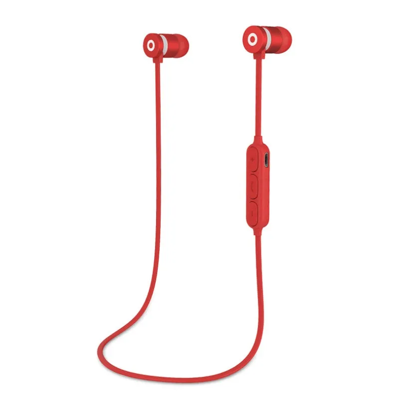 Metal magnetic sports Bluetooth headset in black colour showing neckband design with magnetic earpieces