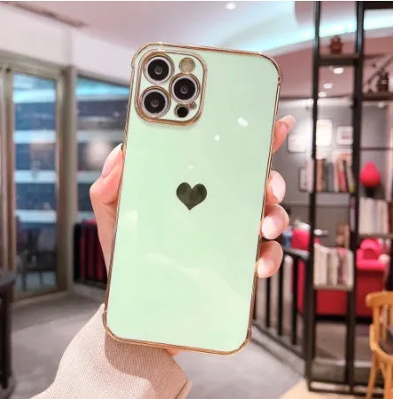 Electroplating Love design on a white TPU anti-fall protective case for an iPhone 12 Pro Max.