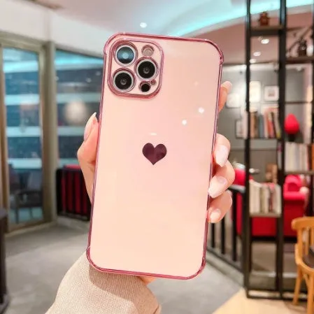Electroplating Love design on a white TPU anti-fall protective case for an iPhone 12 Pro Max.