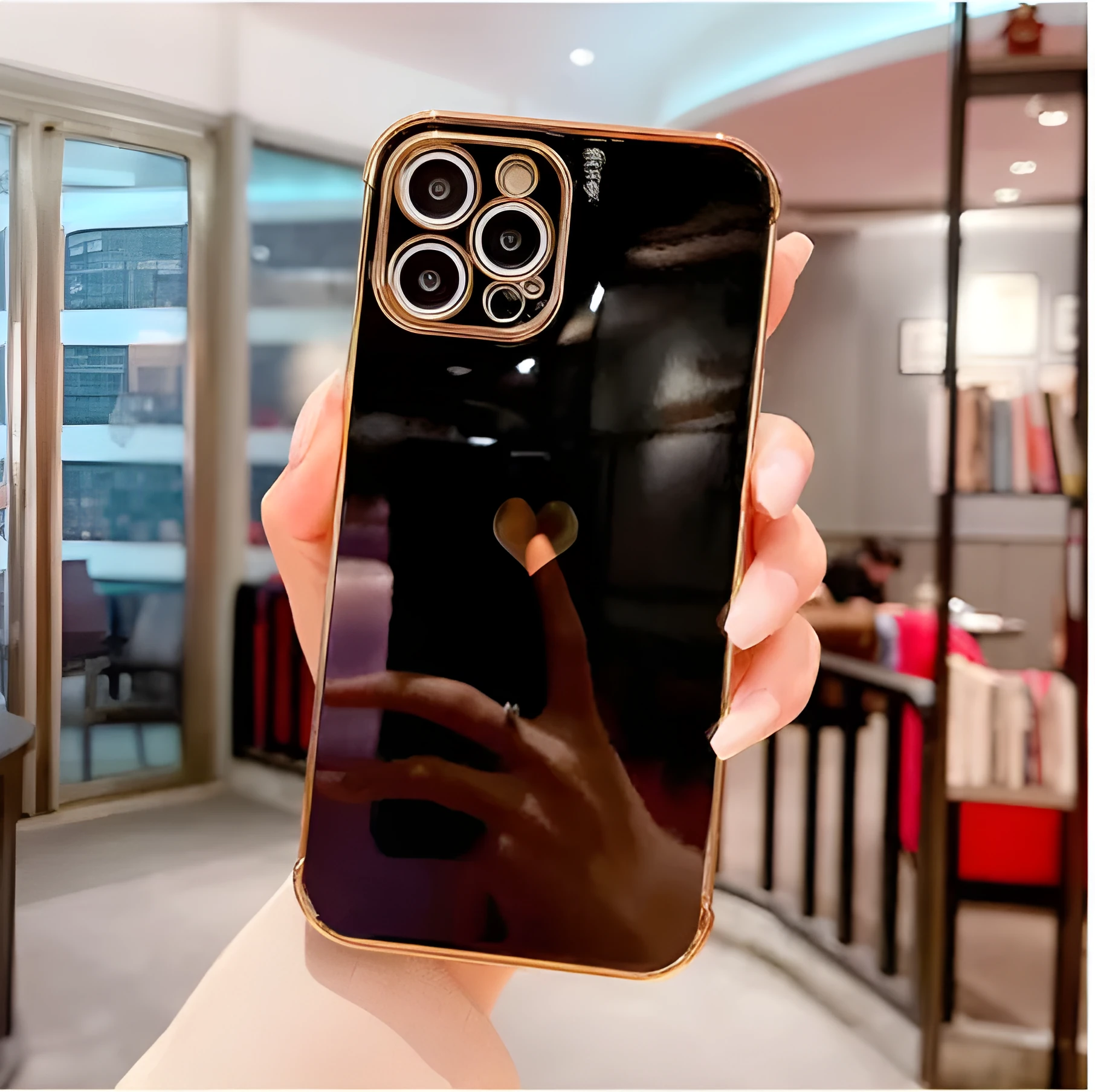 Electroplating Love design on a white TPU anti-fall protective case for an iPhone 12 Pro Max.
