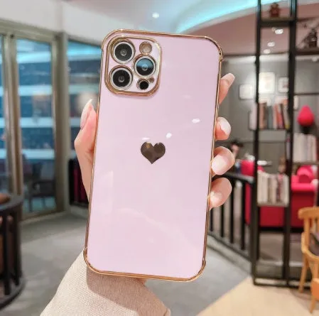 Electroplating Love design on a white TPU anti-fall protective case for an iPhone 12 Pro Max.