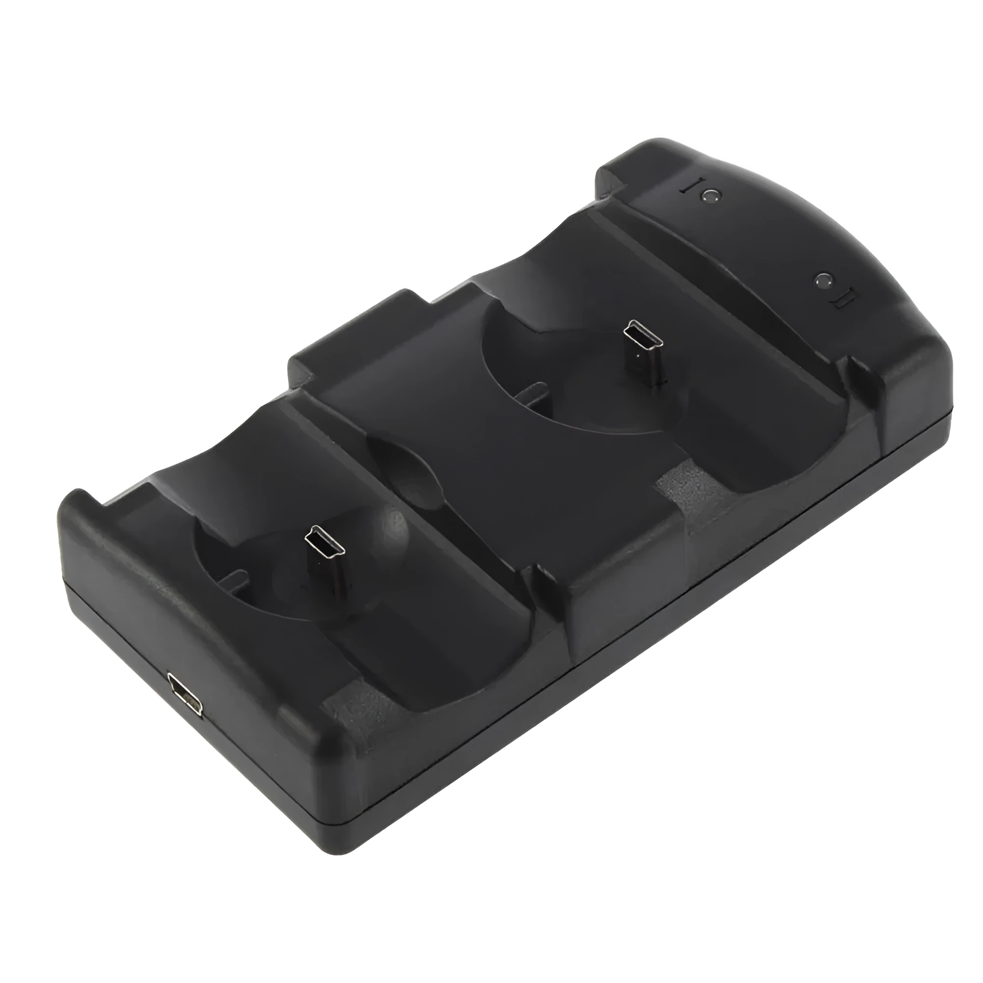 Black PS3 dual controller charging dock with USB connection for wireless charging