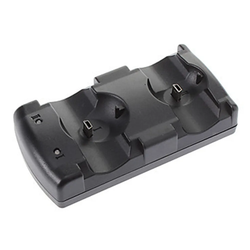 Black PS3 dual controller charging dock with USB connection for wireless charging