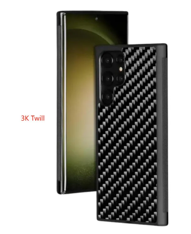 Forged carbon fibre texture phone case for Samsung Galaxy S25 Plus and S25 Ultra in multiple colour options