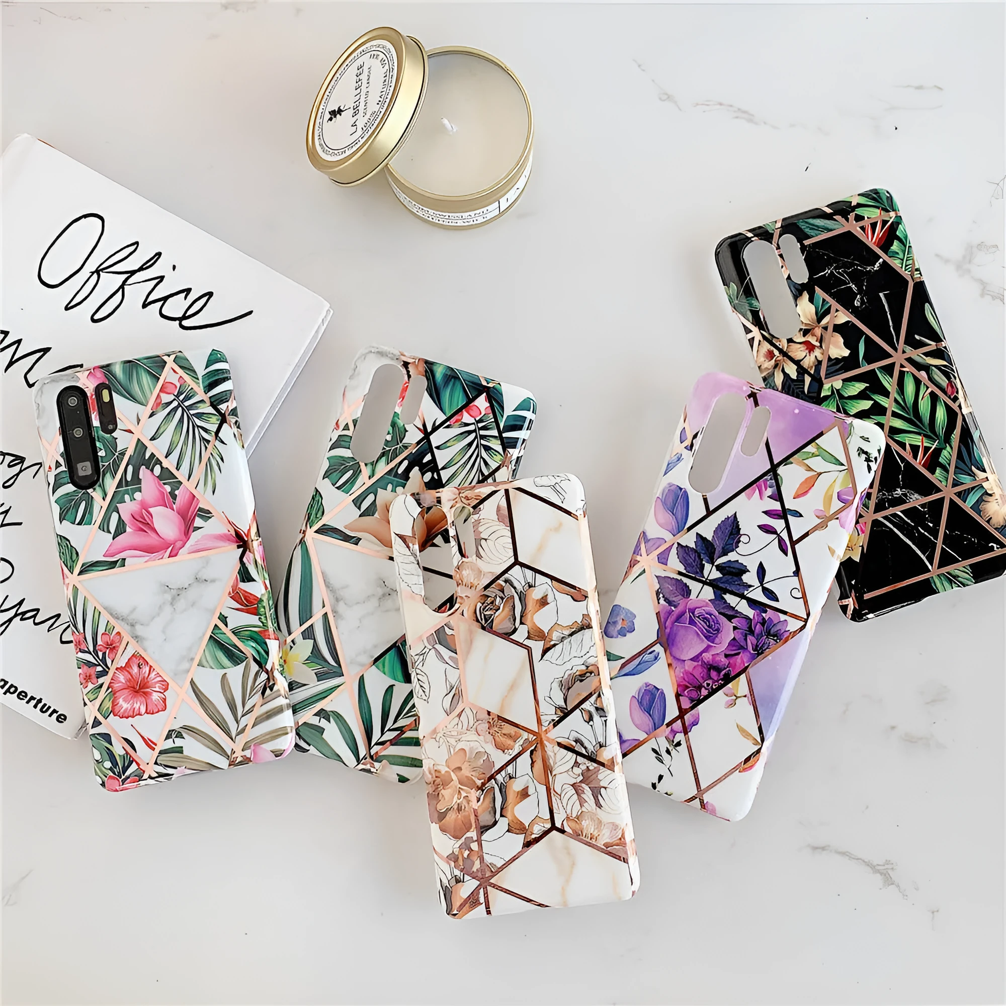 Huawei phone case with floral lattice pattern in TPU and PC back cover design