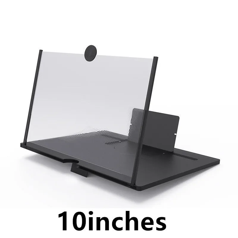 Wooden grain 12-inch folding screen amplifier bracket holding a smartphone