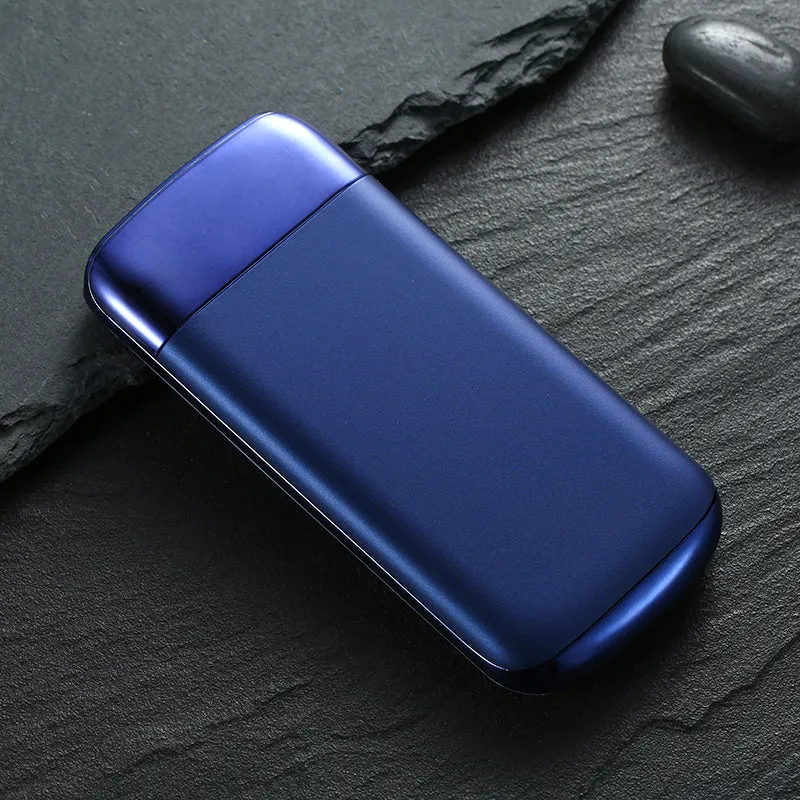 Y10 black portable power bank with LCD display showing battery percentage, two USB ports, and an LED light.