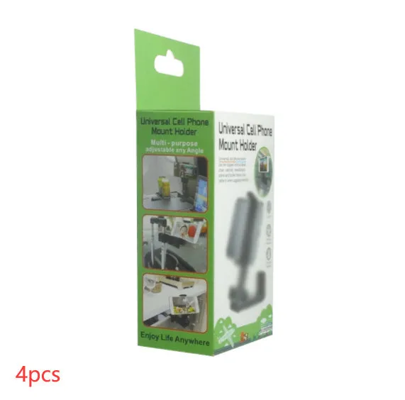 H22 Black colour 360-degree rotating collapsible mobile phone desktop holder on a wooden table.