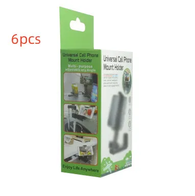 H22 Black colour 360-degree rotating collapsible mobile phone desktop holder on a wooden table.