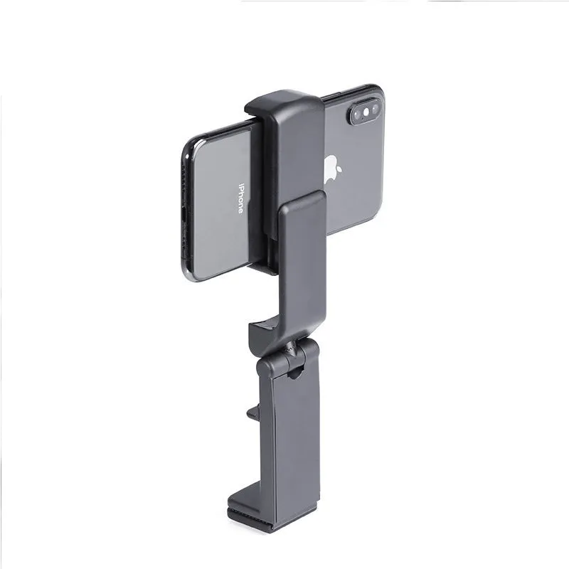 H22 Black colour 360-degree rotating collapsible mobile phone desktop holder on a wooden table.