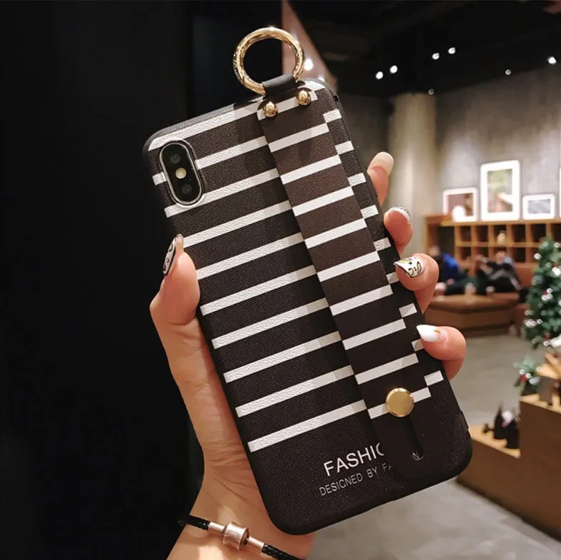 Samsung Galaxy phone case with a bracket folded out from the back, shown in a simple design.