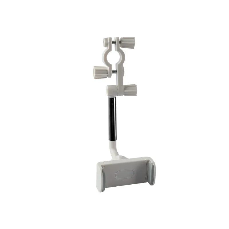 Black car phone holder mounted on rearview mirror showing 360-degree rotation mechanism
