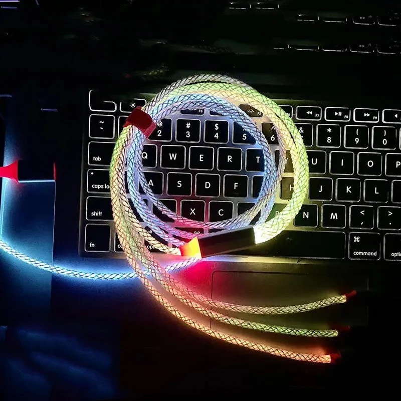 Phantom gradient colour 3-in-1 charging cable with Lightning, Micro USB, and TYPE-C connectors