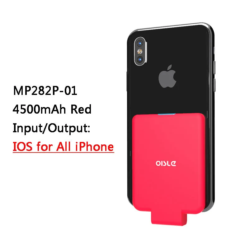 Slim 4500mAh back clip battery for iPhone Android Type-C phones in black, white, blue, pink, red