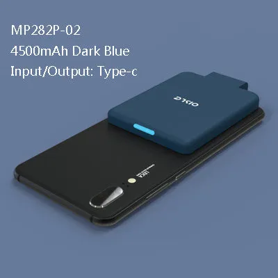 Slim 4500mAh back clip battery for iPhone Android Type-C phones in black, white, blue, pink, red