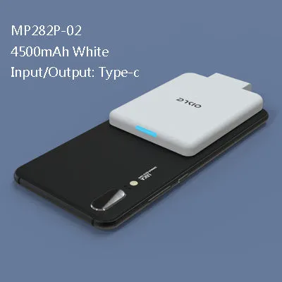 Slim 4500mAh back clip battery for iPhone Android Type-C phones in black, white, blue, pink, red