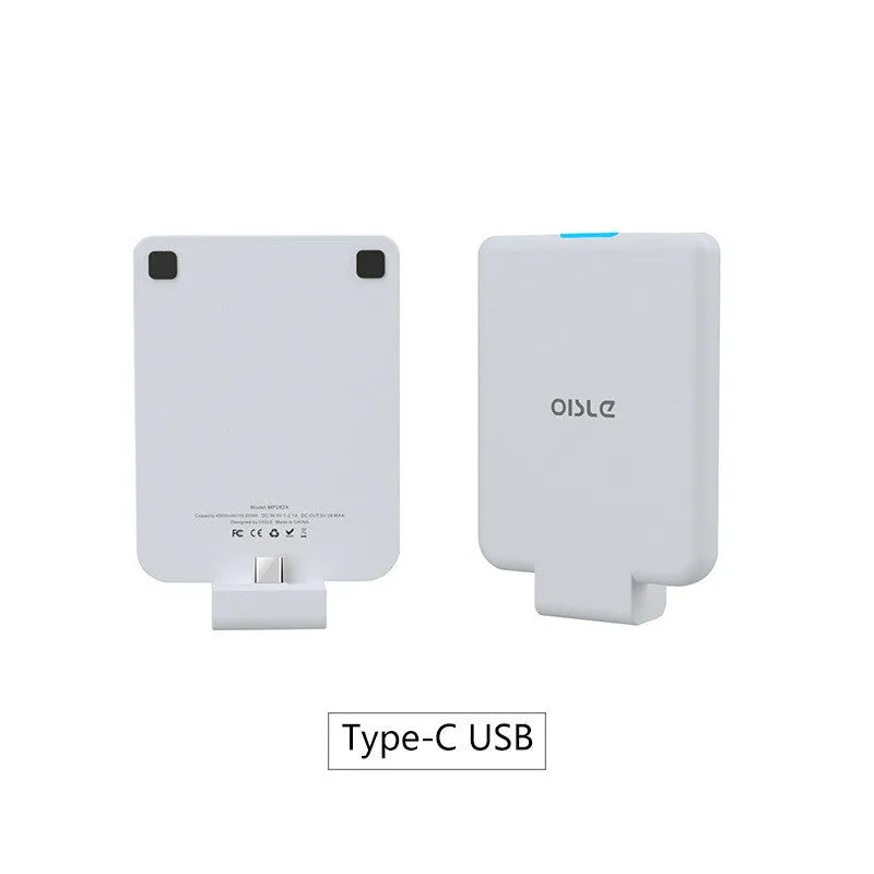 Slim 4500mAh back clip battery for iPhone Android Type-C phones in black, white, blue, pink, red