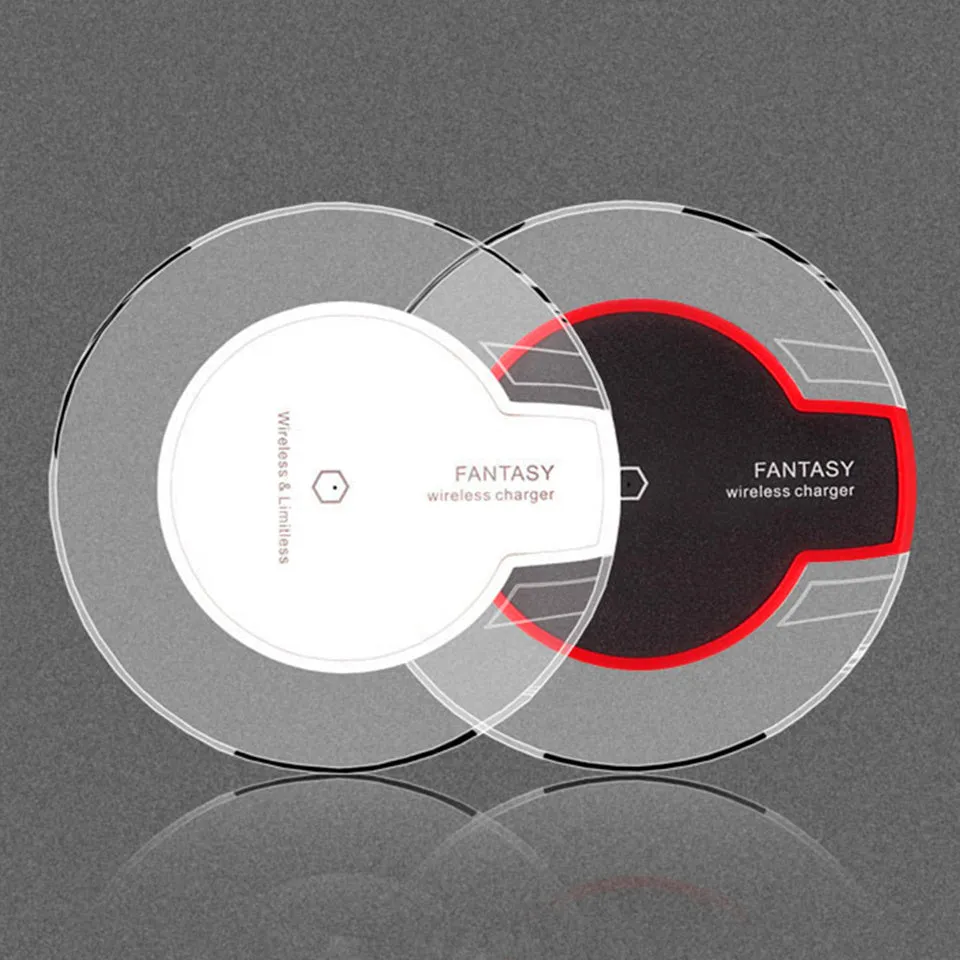 Slim black Qi wireless charger receiver module for Samsung and iPhone phones