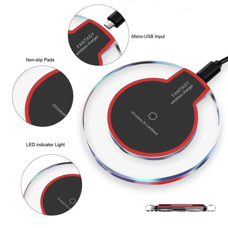Slim black Qi wireless charger receiver module for Samsung and iPhone phones