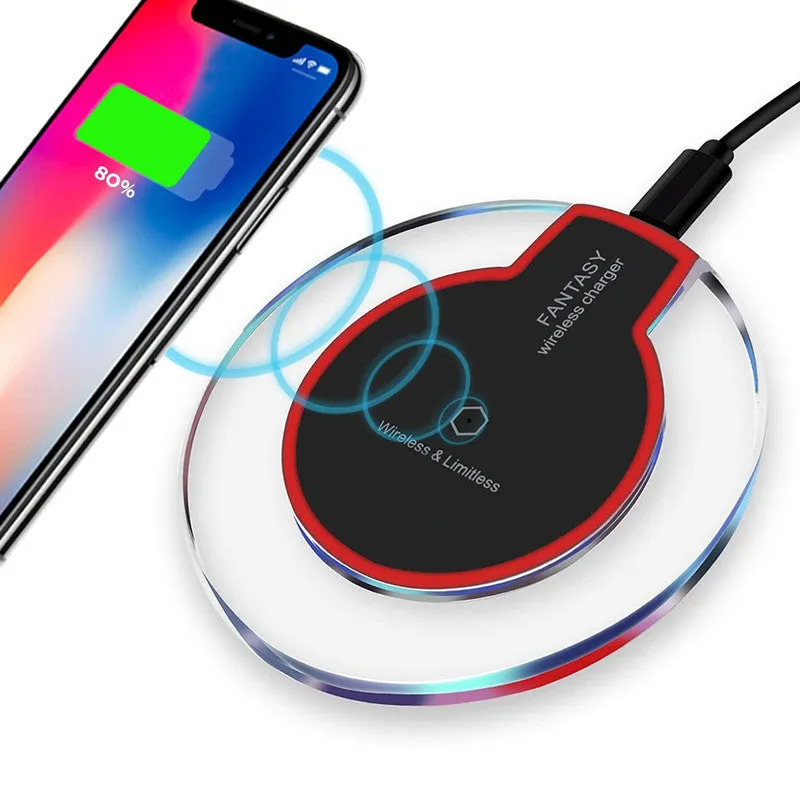 Slim black Qi wireless charger receiver module for Samsung and iPhone phones