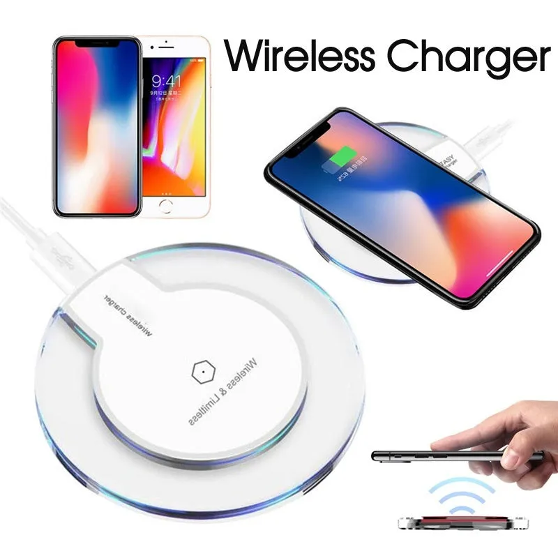 Slim black Qi wireless charger receiver module for Samsung and iPhone phones