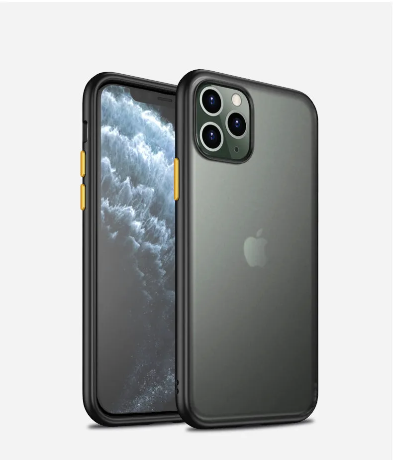 Frosted solid colour protective back case for iPhone 11 series with corner airbags.