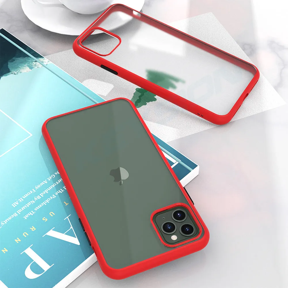 Frosted solid colour protective back case for iPhone 11 series with corner airbags.