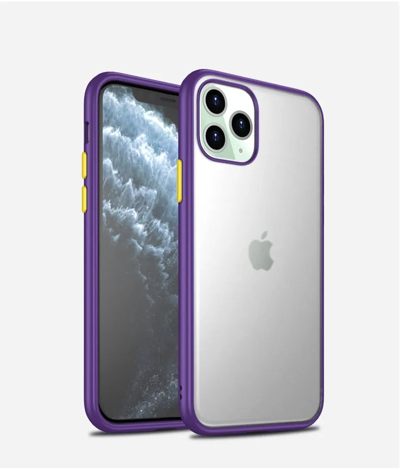 Frosted solid colour protective back case for iPhone 11 series with corner airbags.