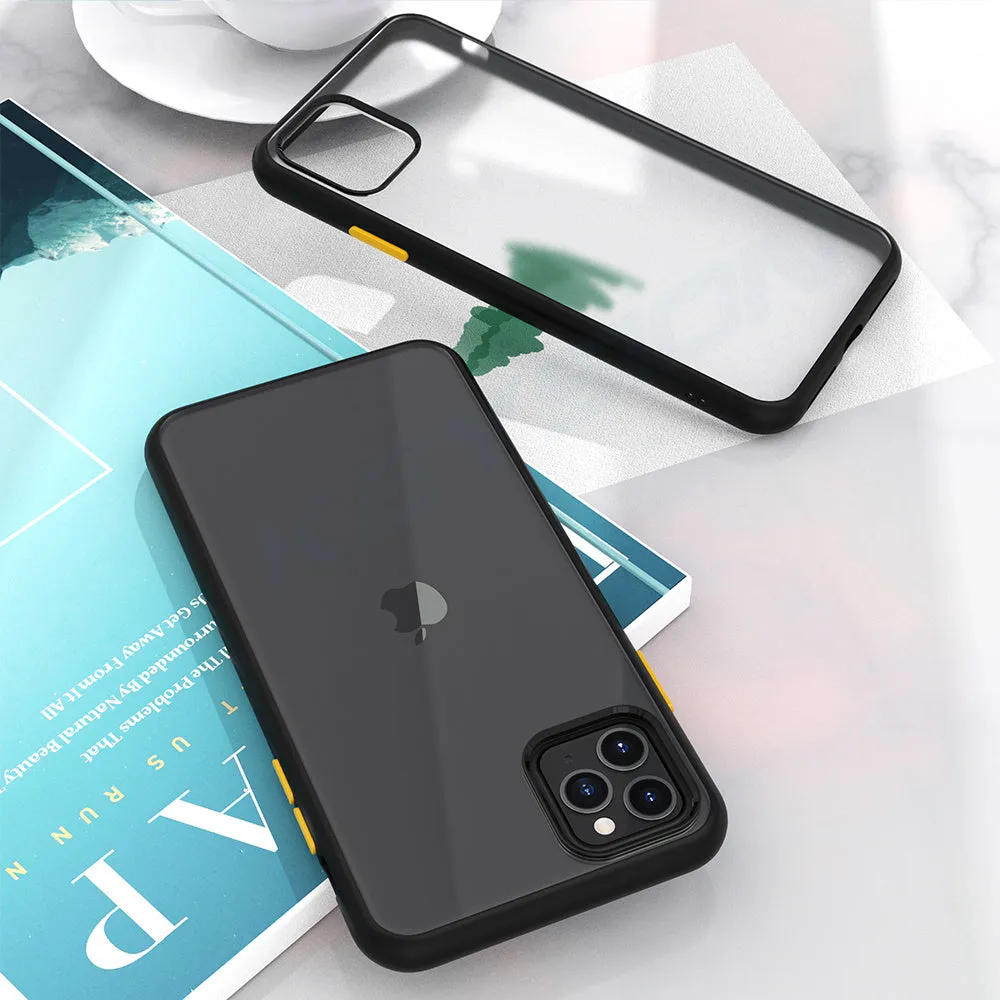 Frosted solid colour protective back case for iPhone 11 series with corner airbags.
