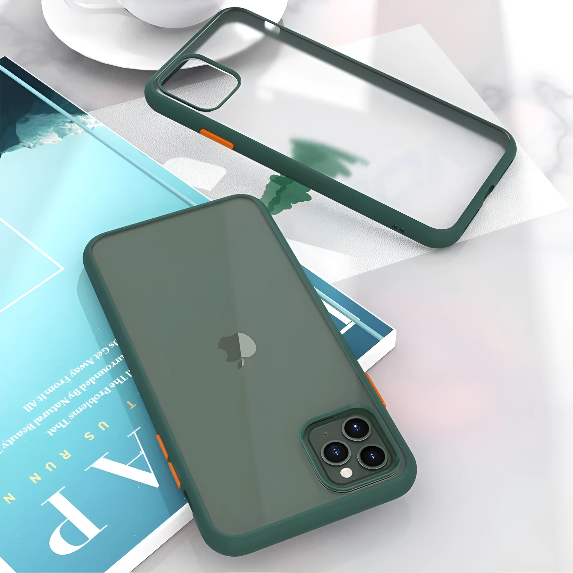 Frosted solid colour protective back case for iPhone 11 series with corner airbags.