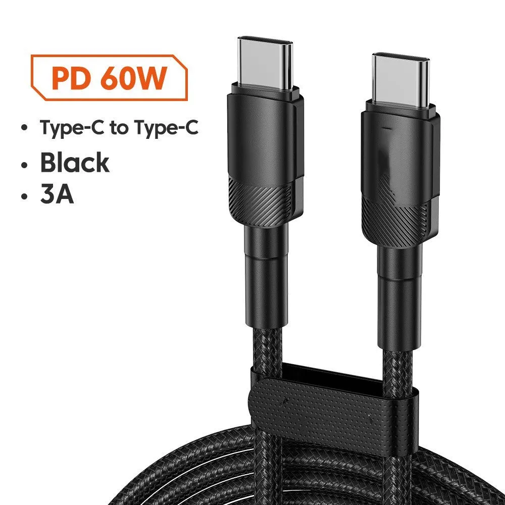 Toocki aluminium alloy woven USB charging cable with Type-C connectors in multiple colours