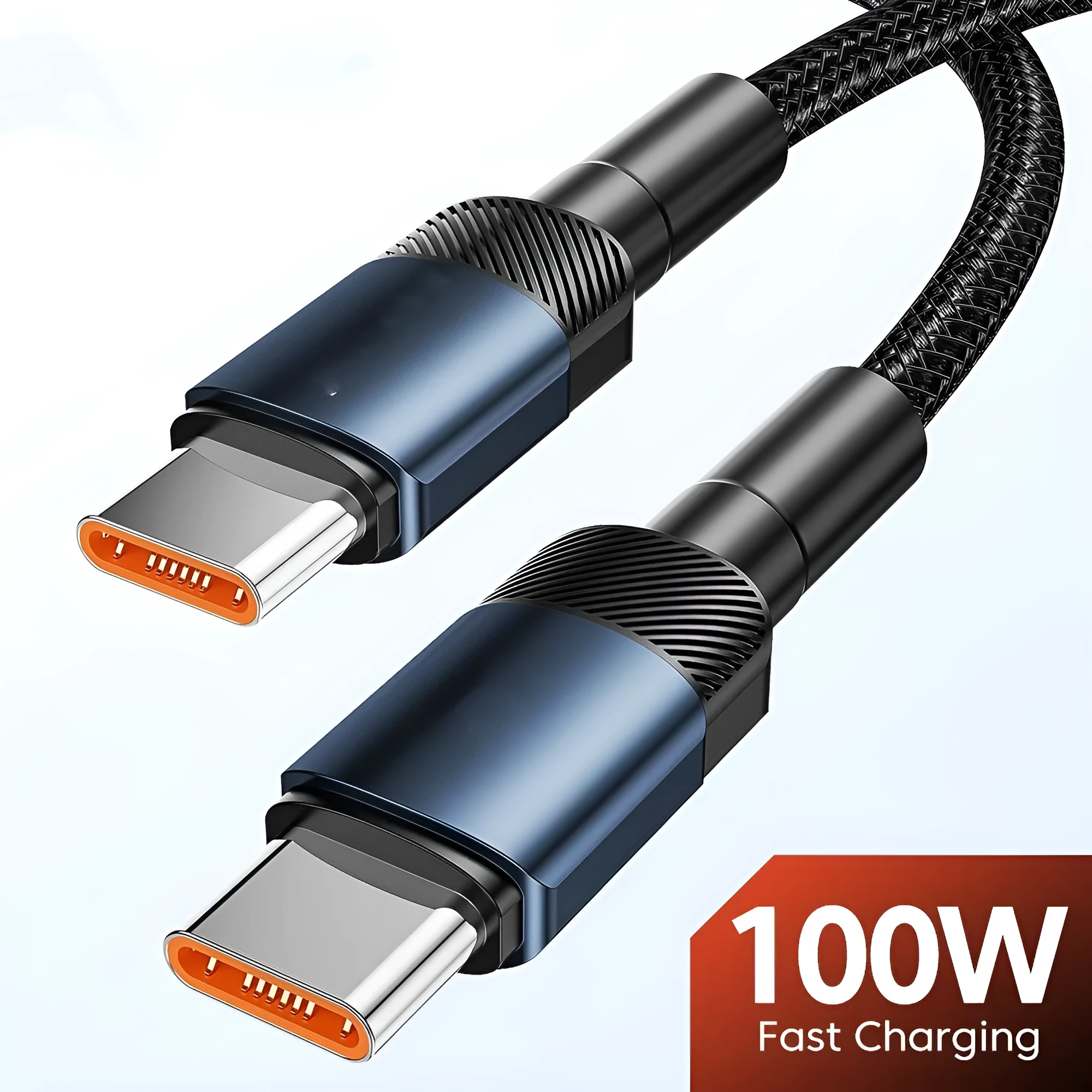 Toocki aluminium alloy woven USB charging cable with Type-C connectors in multiple colours
