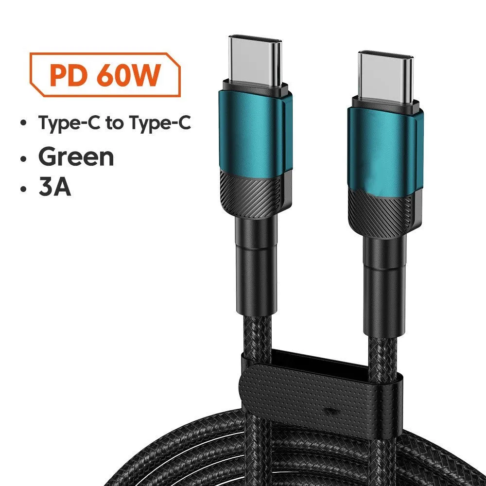 Toocki aluminium alloy woven USB charging cable with Type-C connectors in multiple colours