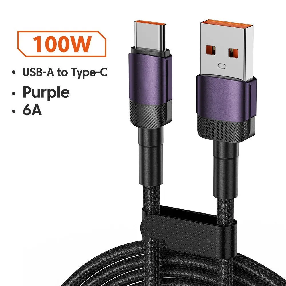 Toocki aluminium alloy woven USB charging cable with Type-C connectors in multiple colours
