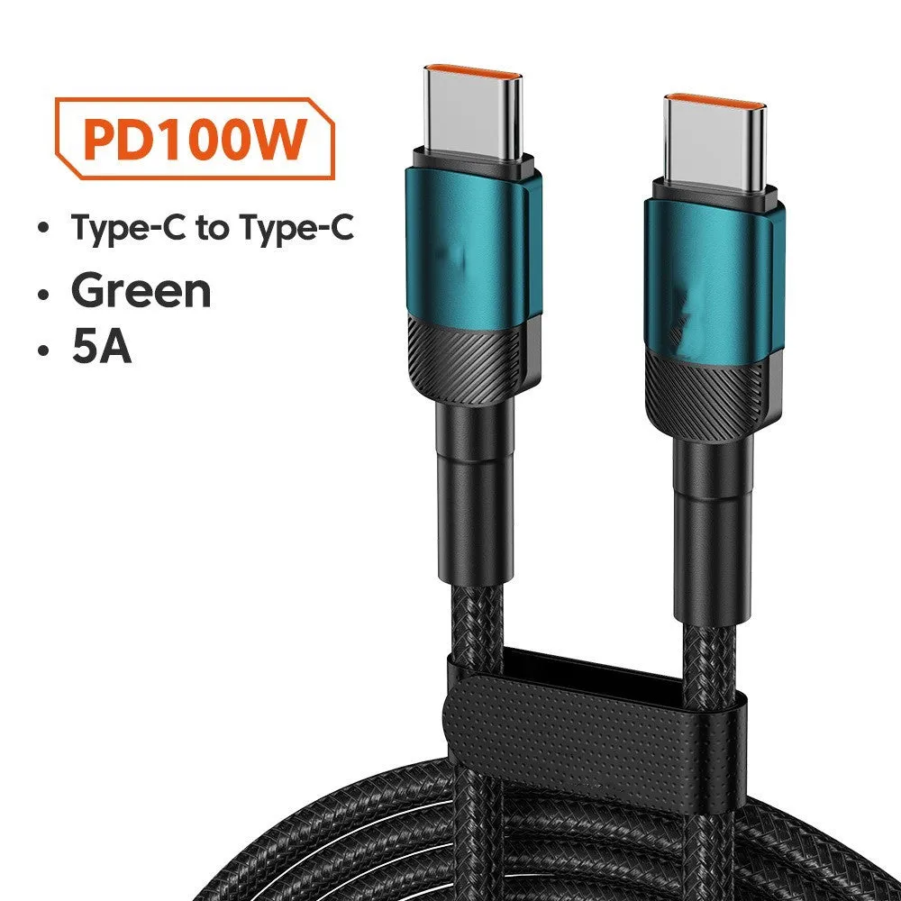 Toocki aluminium alloy woven USB charging cable with Type-C connectors in multiple colours