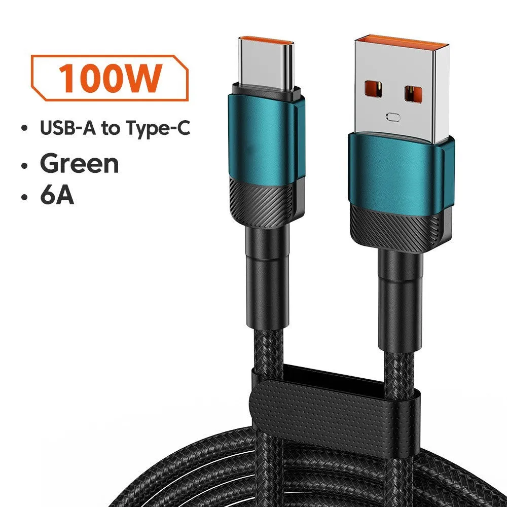 Toocki aluminium alloy woven USB charging cable with Type-C connectors in multiple colours