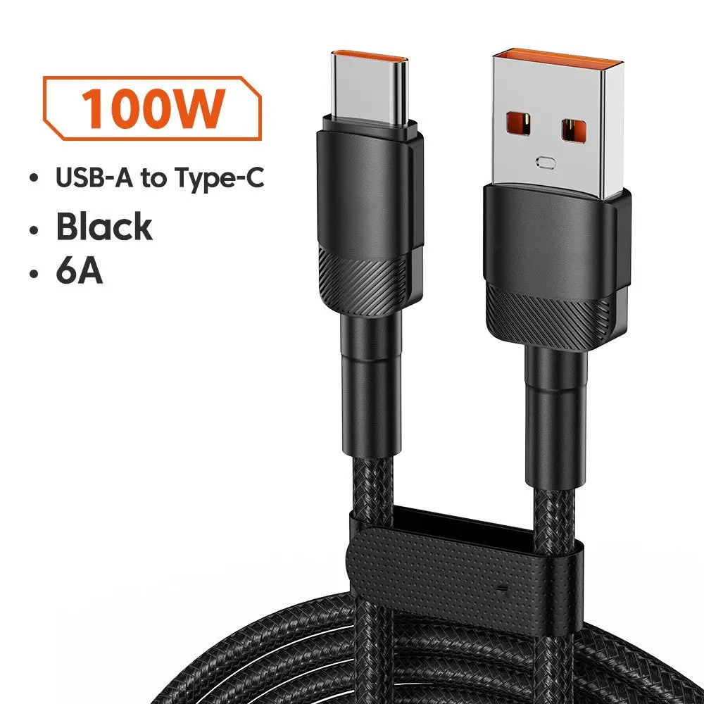 Toocki aluminium alloy woven USB charging cable with Type-C connectors in multiple colours