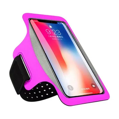 PVC running armband phone case with transparent screen and back card slot