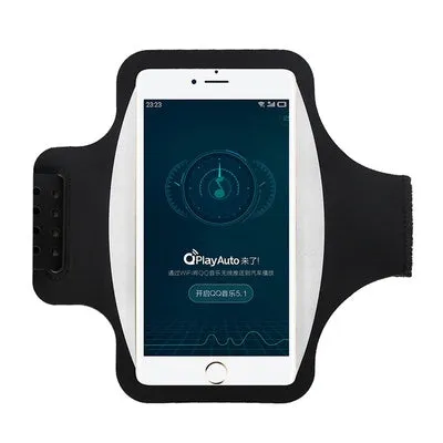 PVC running armband phone case with transparent screen and back card slot