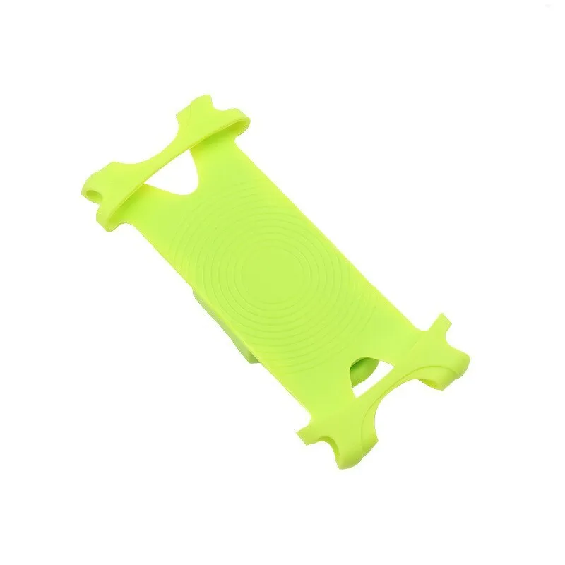 Silicone bicycle phone holder mounted on handlebars showing 3 adjustment holes and secure locking mechanism