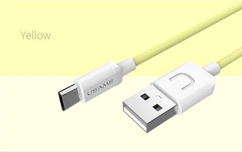 USB cable in multiple colours with Type C, Micro, and IPhone connector options