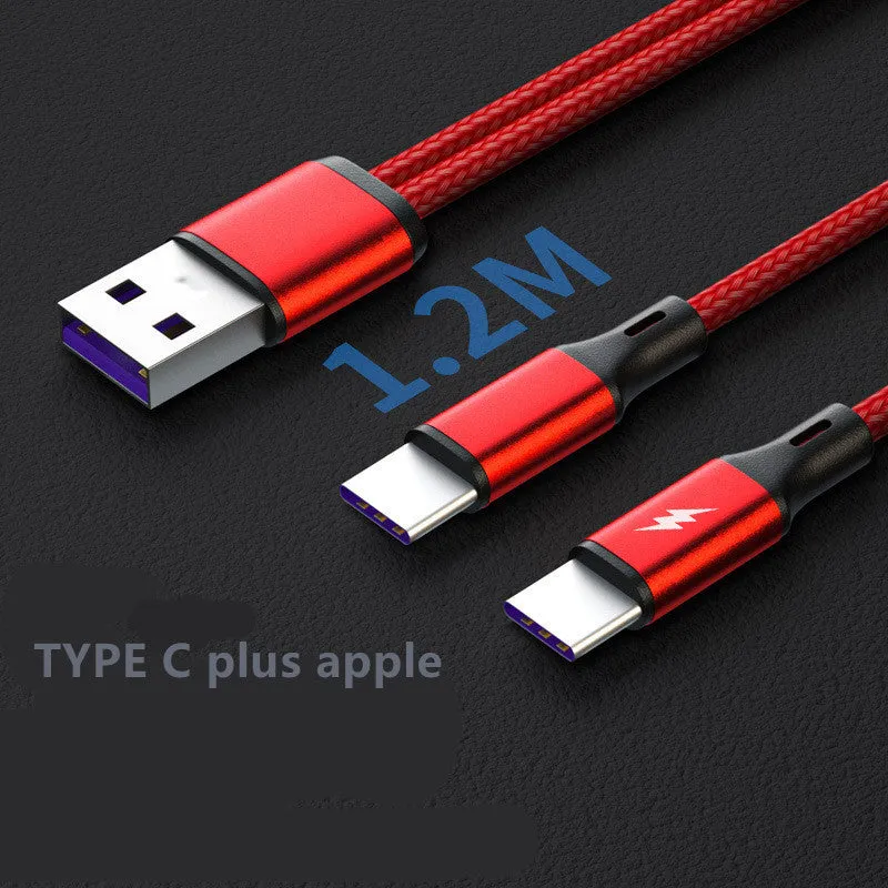 Black braided two-in-one fast charging cable with aluminium alloy connectors for Android devices