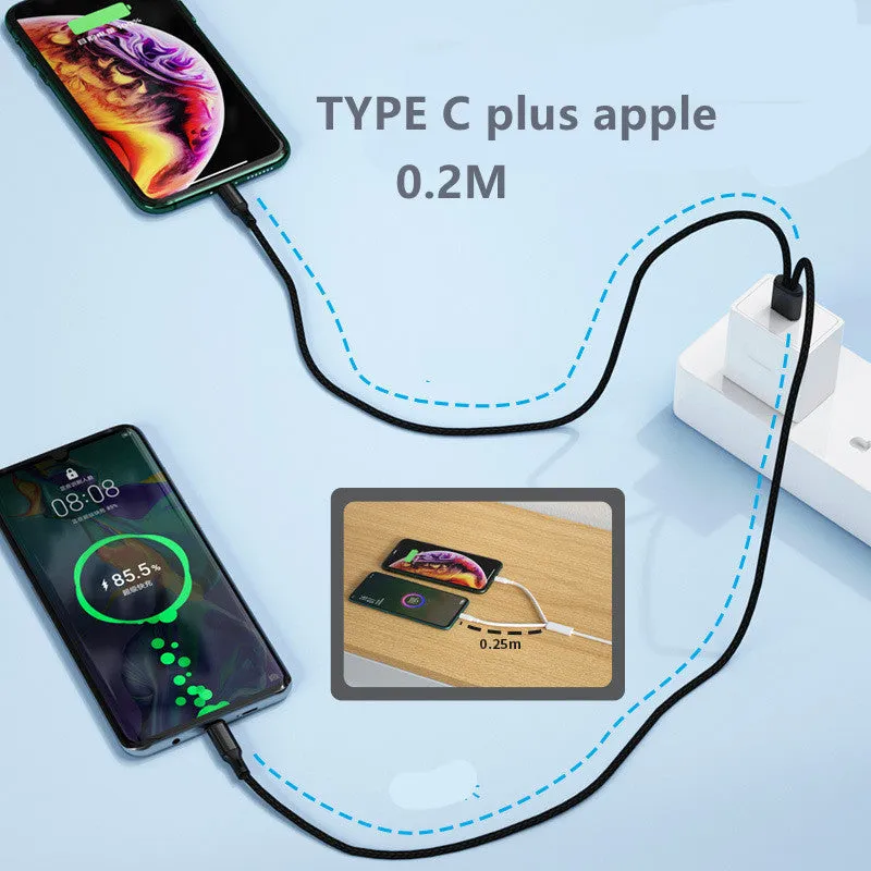 Black braided two-in-one fast charging cable with aluminium alloy connectors for Android devices
