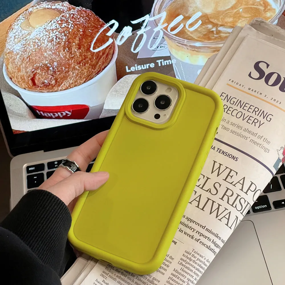 Frosted texture silicone iPhone case showing skin-feel surface in solid colour options