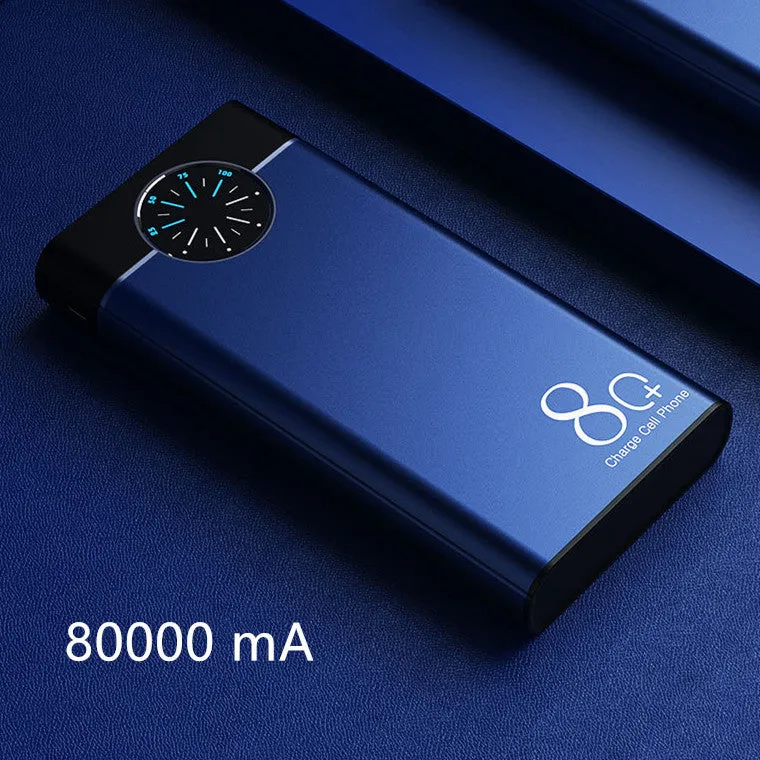 20000mAh alloy fast charging power bank in black, red, and blue colours with LED flashlight