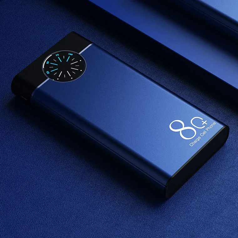 20000mAh alloy fast charging power bank in black, red, and blue colours with LED flashlight