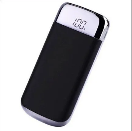 Square aluminium alloy power bank with digital display and multiple USB ports in select colours.